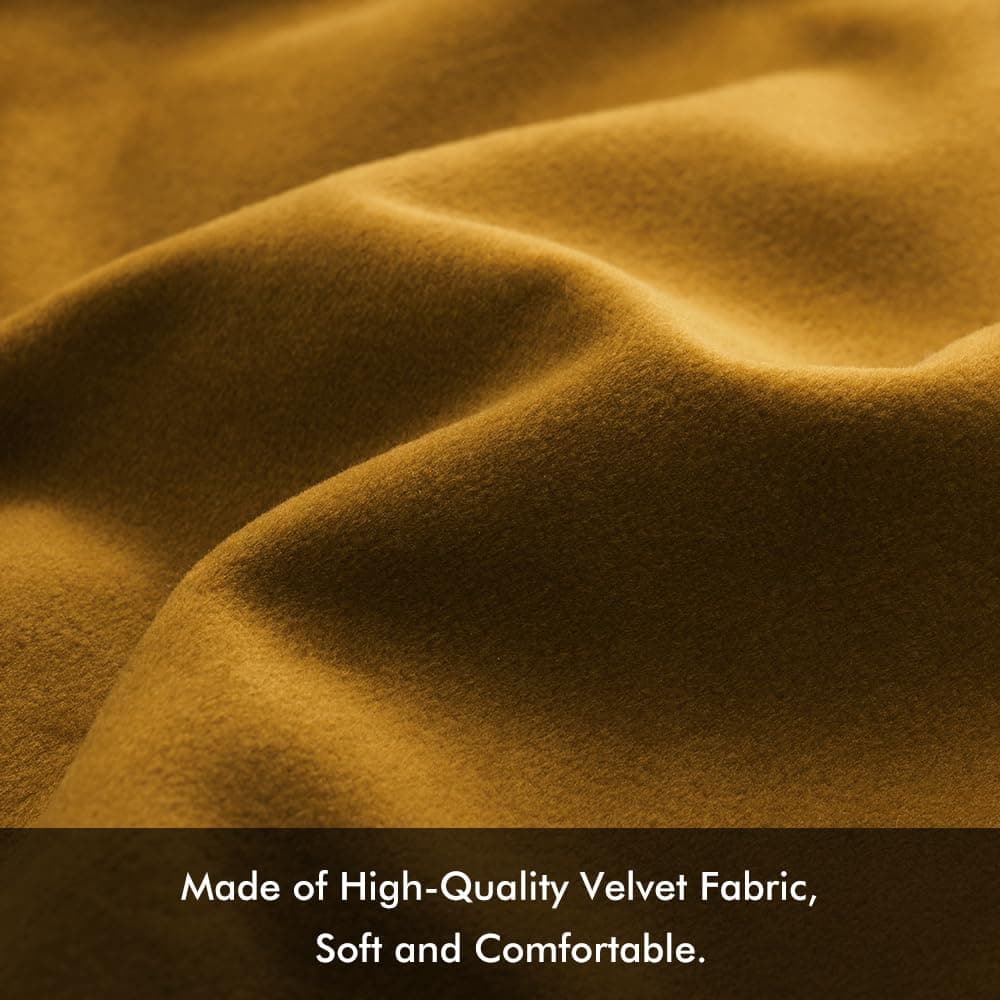 MIULEE Funda Cojines de Terciopelo para Sofa Suave Fundas de Almohada de Cama Silla Color Solido Cremallera Oculta Decoración para Sala de Estar Dormitorio Habitacion 2 Piezas 45x45cm Amarillo Mostaza — view 4