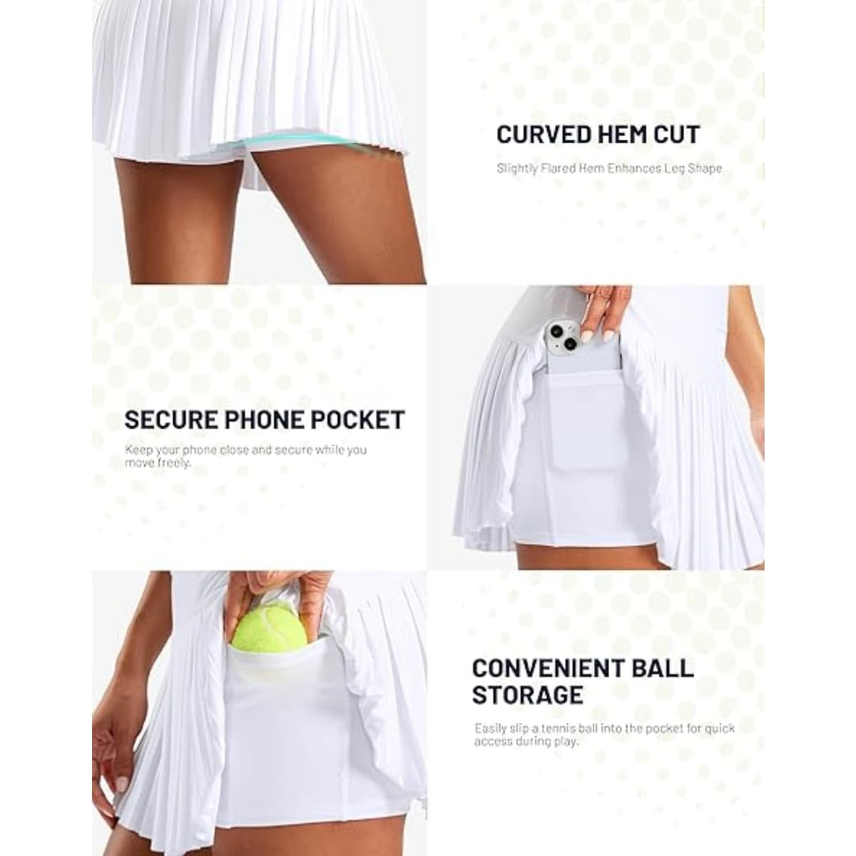 Falda de tenis plisada para mujer con bolsillos, falda de golf atlética de cintura alta con pantalones cortos para entrenamiento, pickleball — view 5