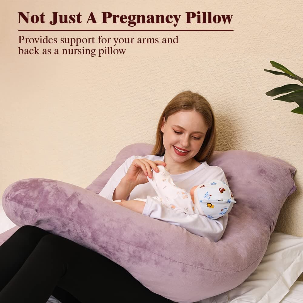 Chilling Home Pregnancy Pillows for Sleeping, U Shaped Maternity Pillow Cuddle Pillow, 55 inch Full Body Pillow Long Pillows for Sleeping, Maternity Body Pillows for adults with Cover Velvet — view 5