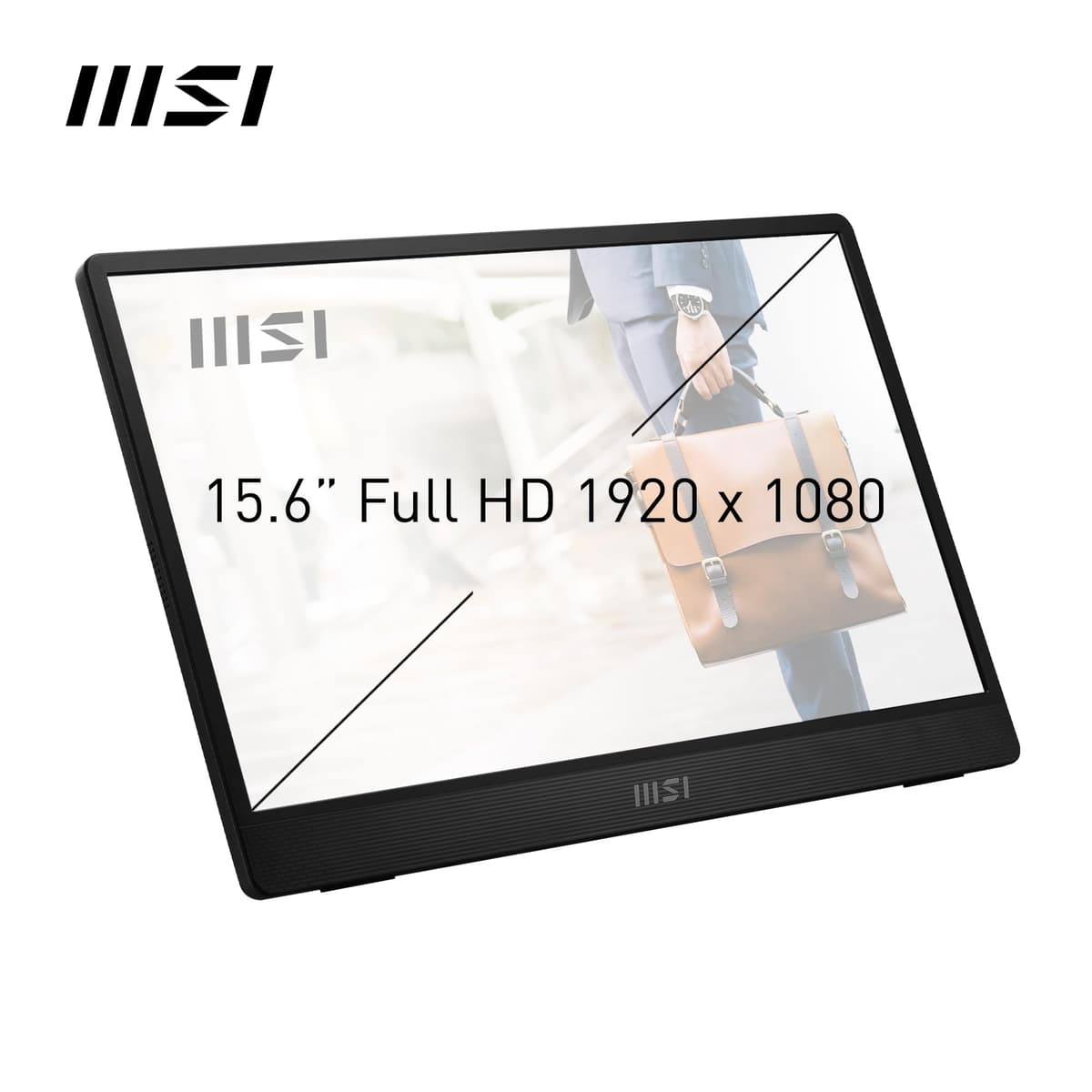 MSI Pro MP161 E2U Monitor portátil Full HD de 15,6", Panel IPS 1920 x 1080, 60 Hz, Pantalla Agradable a la Vista (PC, portátil, móvil), Altavoces, chasis y Soporte, Mini-HDMI 2.0b, 2 x USB Type-C — view 2