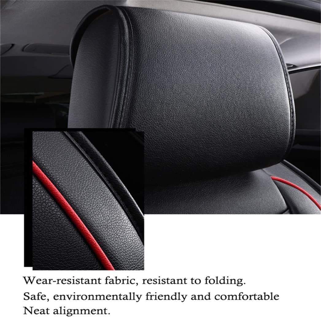 Car Seat Covers 5 Seat Leather Fits for Toyota Prius 2010-2014 Vehicle Seat Cover Full Set Cushion Front Rear Seat Protectors (Black Red) — view 4