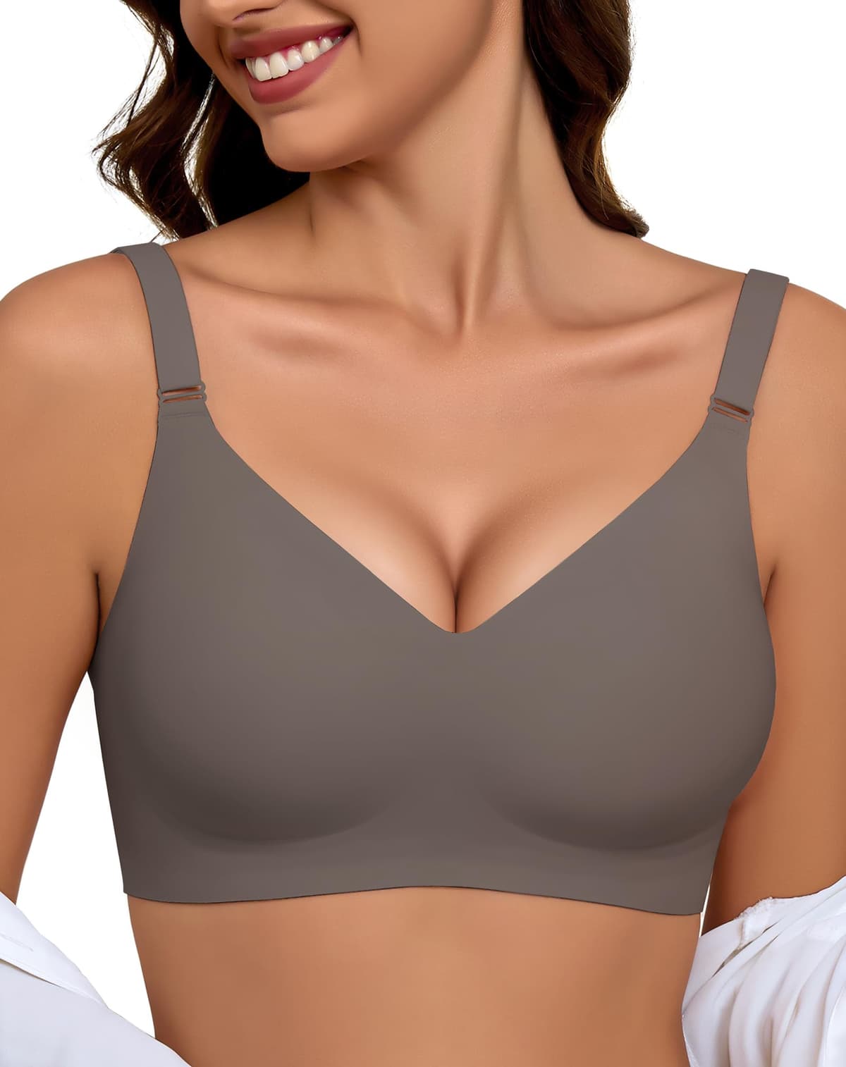 Sujetador sin Aros Mujer, Sujetador Reductor Push Up con Relleno Cómodo Sujetadores Mujer sin Aro Sostenes de Mujer Talla Grande Sujetador Invisible Diario Bralette sin Costuras — view 10