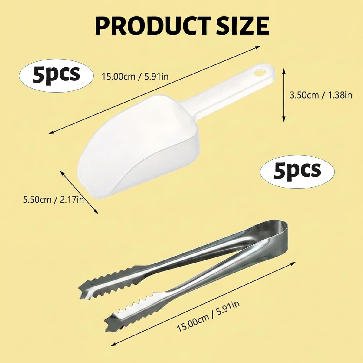 10PCS Ice Scoop and Tongs Set, Small Sweet Scoop for Utility and Tongs for Party Supplie — view 2