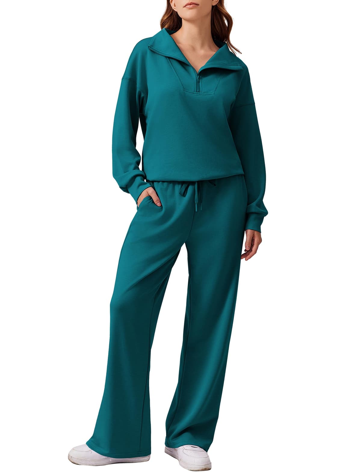 PINSPARK 2 Piece Sets for Women 2024 Fall Outfits Sweatsuit Oversized Sweatshirt Wide Leg Sweatpants Matching Set Tracksuit — view 11