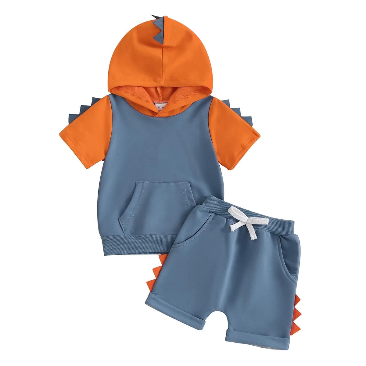 Ropa Para Bebé Niño Pequeño con Capucha Dinosaurio y Tiburón Conjunto Camisetas y Pantalones Cortos Manga Corta en Contraste Conjuntos Para Bebé