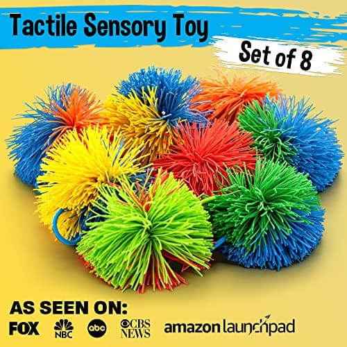 Stringy Balls & Sensory Toys 8 Pack - Fidget Toys Sensory Gifts for Kids Ages 3 4 5 6 7 8 + Year Old - Best Stress Balls Toys & Toddler Toys Gifts for Toddlers, Boys & Girls - Monkey Balls Fidget Toys