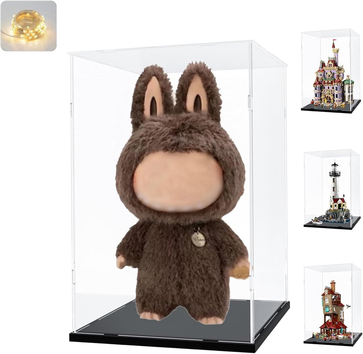 Vitrina Expositora Acrílica para Colecciones para Zimomo Peluche para LEGO 76437 La Madriguera: Edición Coleccionistas 43263 21335, Cajas de Metacrilato Transparente Grande , Interior Negro 35x30x60cm