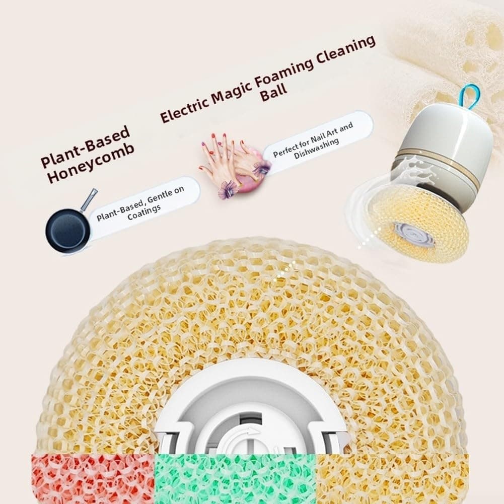 Honseadek Bola eléctrica inalámbrica para lavar platos, alimentada por USB, limpiador de cocina recargable con dispensador automático de detergente, limpieza de 360° (techo) — view 2