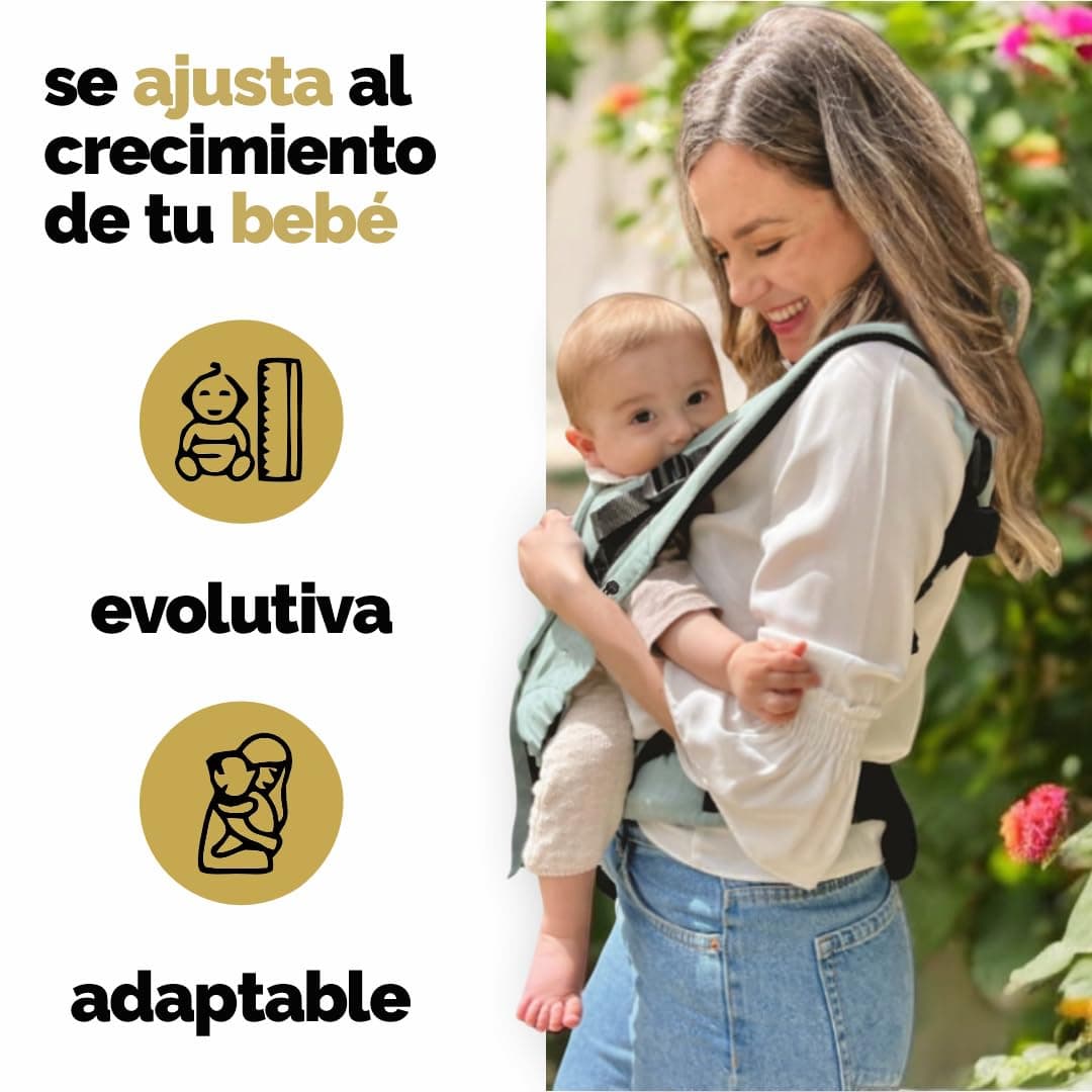 Amarsupiel - Mochila Porteo Bebe Evolutiva y Ergonomica - Cómoda y Fácil de Ajustar a la Espalda - Portabebes Recien Nacido de Algodón - Orgánico & Transpirable (Mint Liso) — view 4
