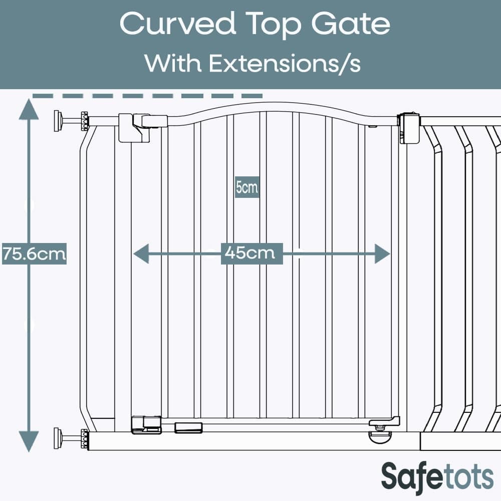 Safetots Curved Top Safety Gate, 80cm - 89cm, Matt Black, Pressure Fit Stair Gate, Baby Gate for Doors Hallways and Spaces, Safety Barrier, Easy Installation — view 3