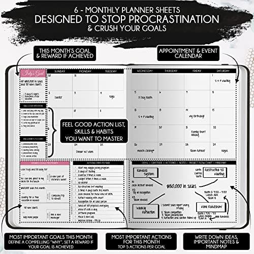 Adhd Daily Planner - A Self Care Personal Gratitude Journal to Increase Productivity and Success in Life & Work, Weekly & Monthly Undated Planner for Women and Men, Vision Board & Organizer + Stickers — view 4