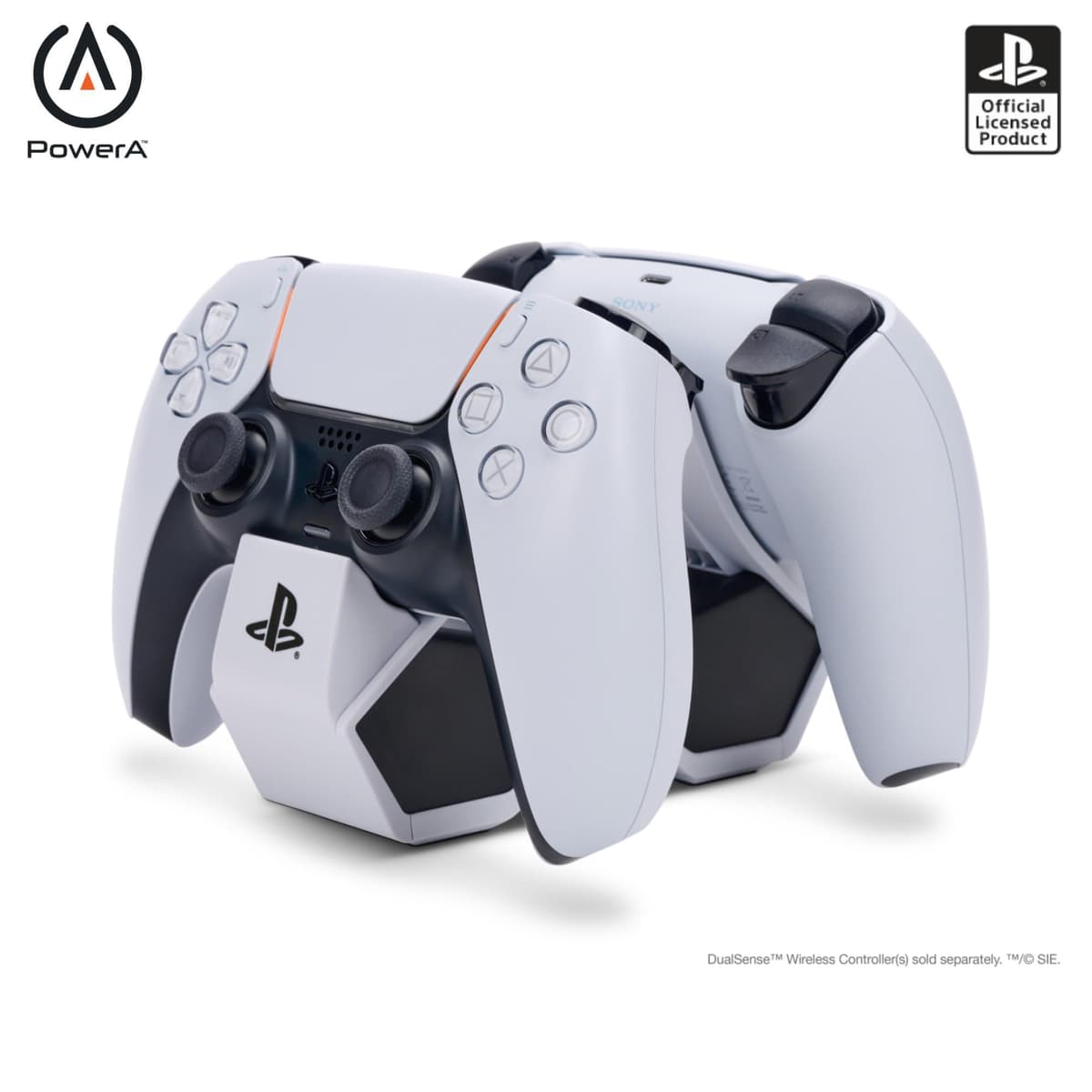PowerA Twin Charging Station for PS5 Dualsense Wireless Controllers, PlayStation Charging Dock, AC Adaptor with 1.8m Cable, Free the USB Port, LED Light Indicator, Official — view 2
