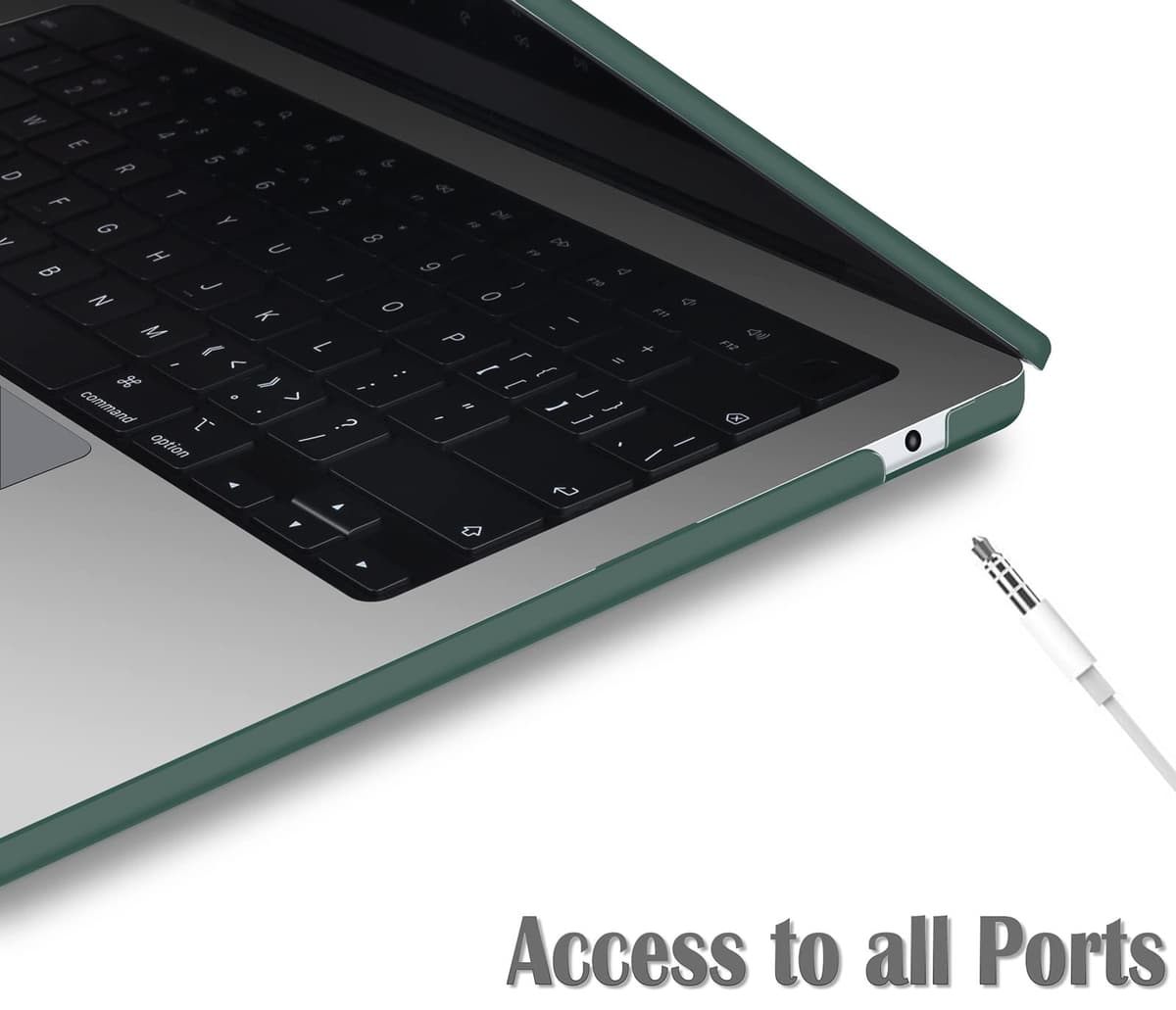 UESWILL Compatible with MacBook Air 13 inch M5 M4 M3 M2 Case 2022-2026 Model A3449 A3240 A3113 A2681 Mac Air 13.6 Matte Hard Shell Case Cover + Microfiber Cloth, Midnight Green — view 5