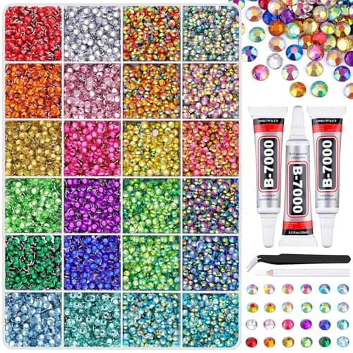 40 Colors Resin Jelly Rhinestones for Bedazzling, 3mm 32000 Pcs Flatback Gems for Crafting,Rhinestone Kit with B7000 Glue for Nail Rhinestones, Shoes, Crafts, Diamond Art & DIY Bedazzler Projects — view 2