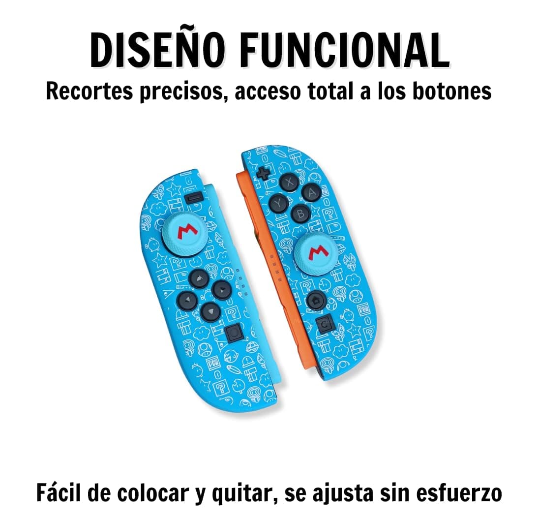 MME Funda de Silicona para Joy-con Switch 2, Antideslizante y Suave al Tacto, Protección para Mandos contra Desgaste y arañazos, Accesorios Switch 2 (Mario Azul) — view 2