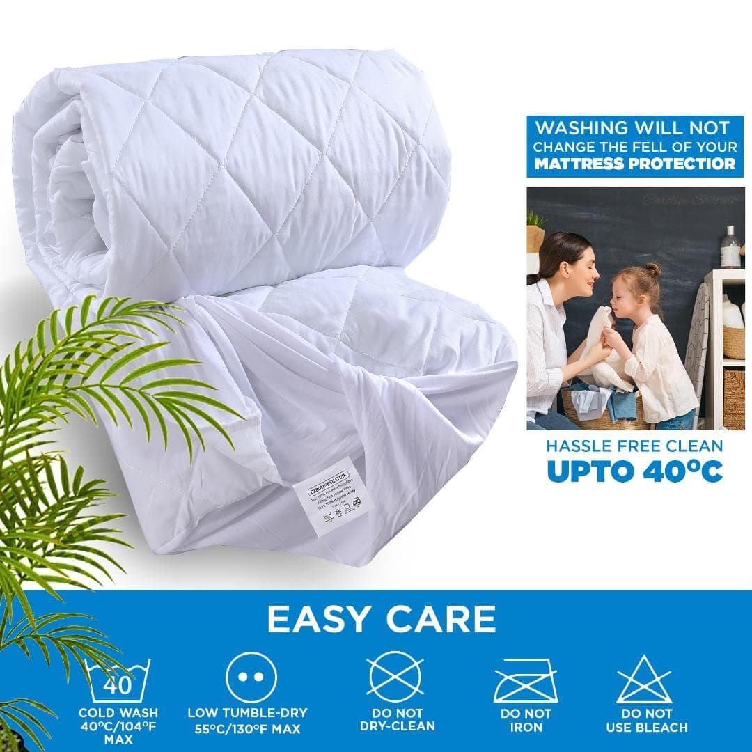 Caroline Shatuik Mattress Protector Double Bed Extra Deep fitted 40cm Stretch Skirt Anti Allergy- Mattress Topper Cover(137 X 190cm) Not Waterproof — view 6