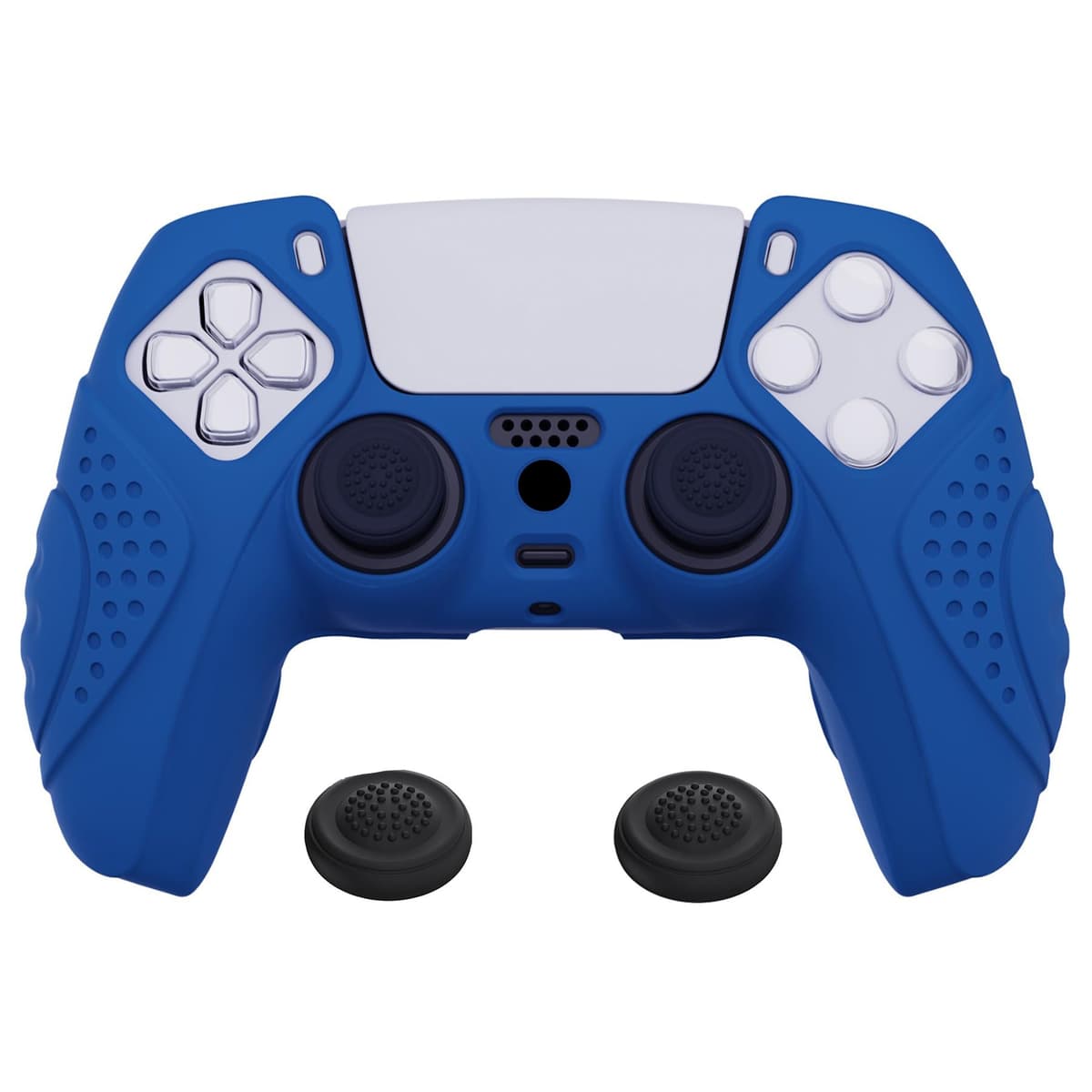 eXtremeRate PlayVital Guardian Edition Ergonomic Soft Anti-Slip Controller Silicone Case Cover for ps5, Rubber Protector Skins with Black Joystick Caps for ps5 Controller - Green & Black — view 13