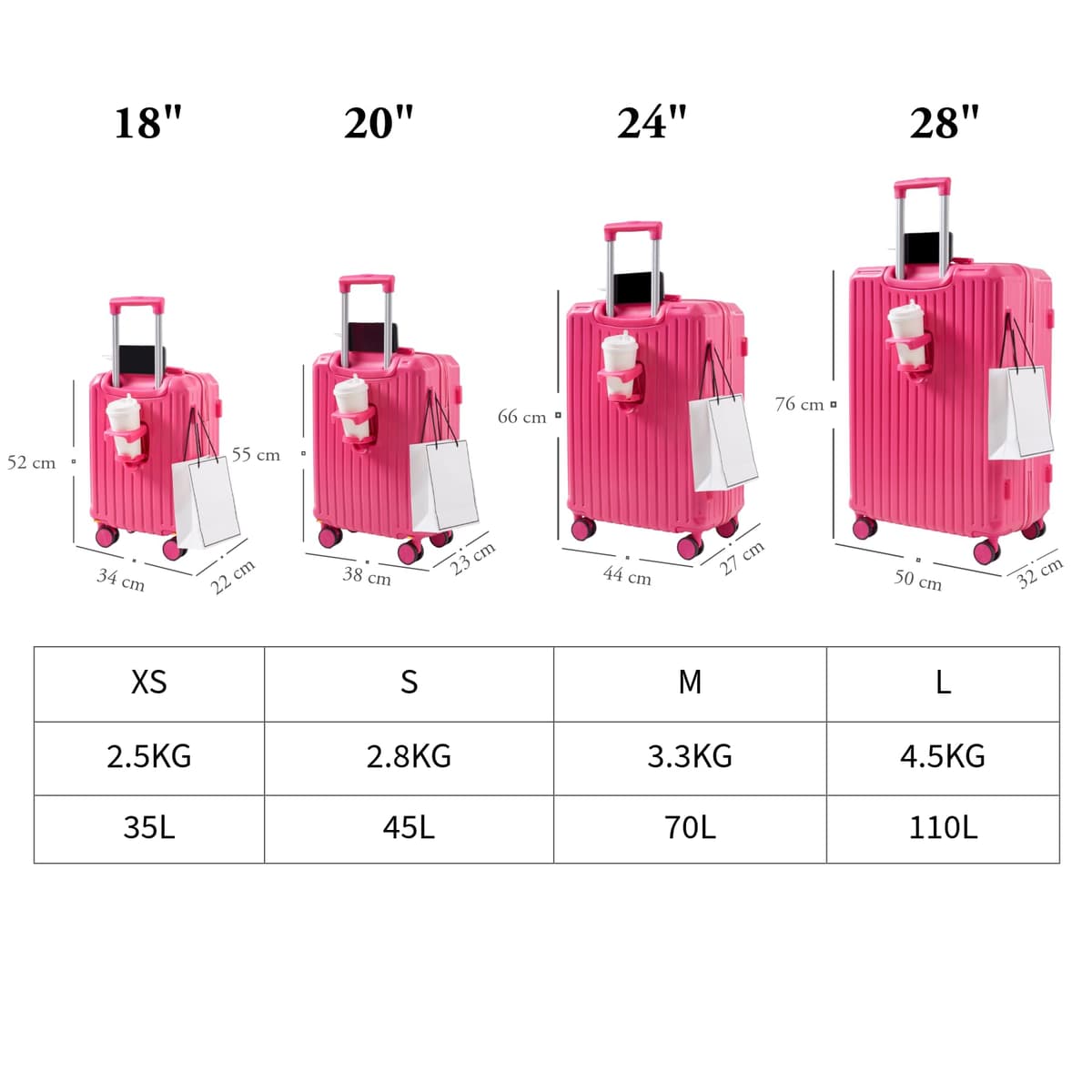 Maleta de Viaje Grande 76x50x32 cm Rígida ABS + PC con Cerradura TSA – Ideal para Facturación 23 kg, Ruedas Giratorias 360º Silenciosas — view 25
