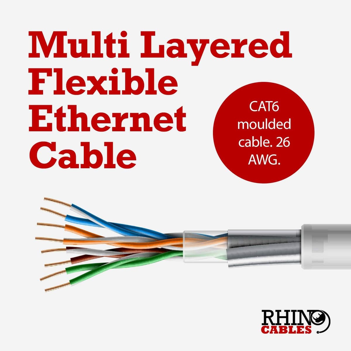 rhinocables CAT 6 High-Speed Gigabit Ethernet Cable - Patch Network Lead for LAN| Snagless UTP With LSZH Jacket | RJ45 Connector - Internet, Router, Modem, Smart TV, PC & More (2m, White, Pack of 1) — view 7