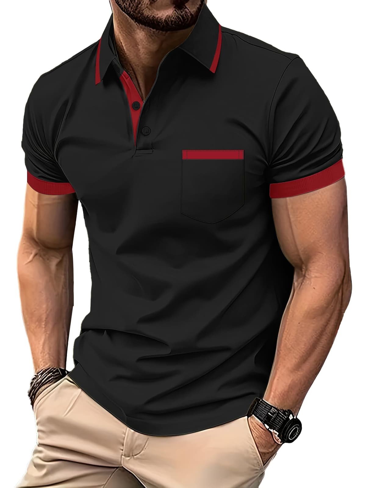 zitysport Polo Hombre Manga con Bolsillo en el Pecho Golf Polo Transpirable de Secado Rápido Poloshirt Deporte Hombre Slim Fit Tshirt Verano Camisa Hombre — view 11