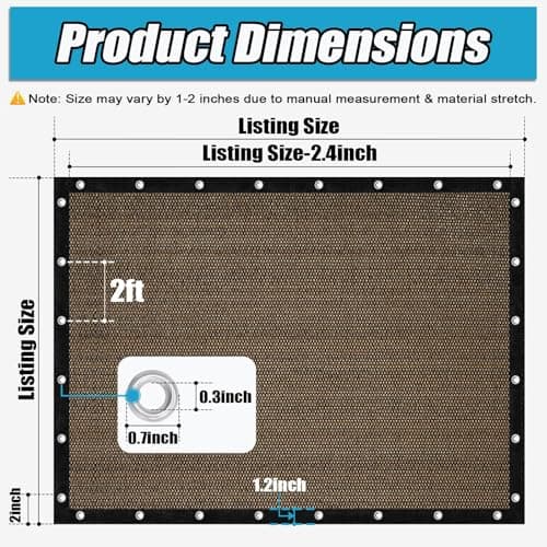 Amagenix 90% Sun Shade Cloth with Grommets, 8' x 10' Pergola Replacement Shade Cover Canopy Privacy Screen for Outdoor Patio Garden, Mocha (We Customized) — view 2