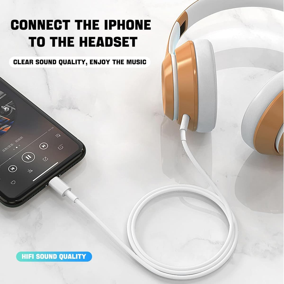Aux Cable for iPhone in Car 3.5mm Aux Cord Compatible with iPhone 14/14 Pro/14Pro Max/13/13 Pro/12/12 Pro/11 Pro/11/Xs/XR/X/8/7 for Car Stereo/Headphones/Speaker Support All iOS System-White(1M) — view 2
