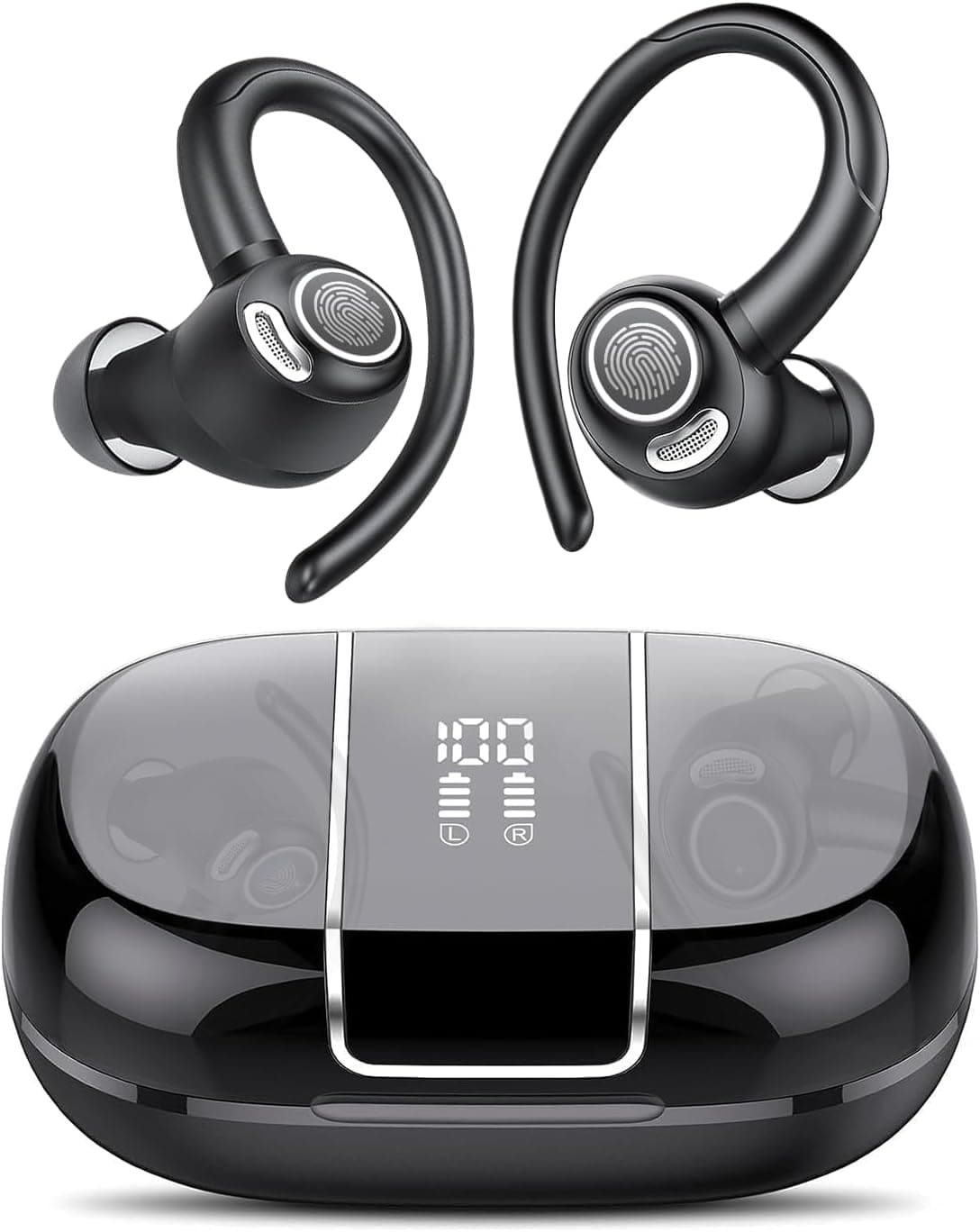 Wireless Earbud Bluetooth 5.3 Over-Ear Sport Headphones Touch Control Hi-Fi Stereo True TWS in Earphones IP6 Waterproof 48H Playback LED Power Display Noise Reduction Headset for Gym