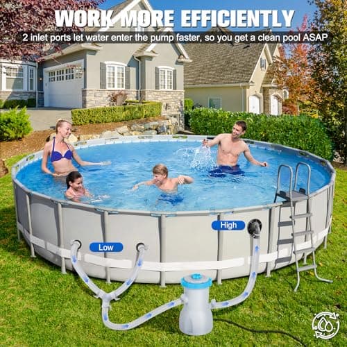 LuxBlue 800 GPH Above Ground Pool Filter Pump, Energy-Saving Pool Cartridge Filter Pump | Dual Action: Accelerate Water Flow & Capture Debris Quickly - Improve Water Clarity | Easy to Setup & Maintain — view 2