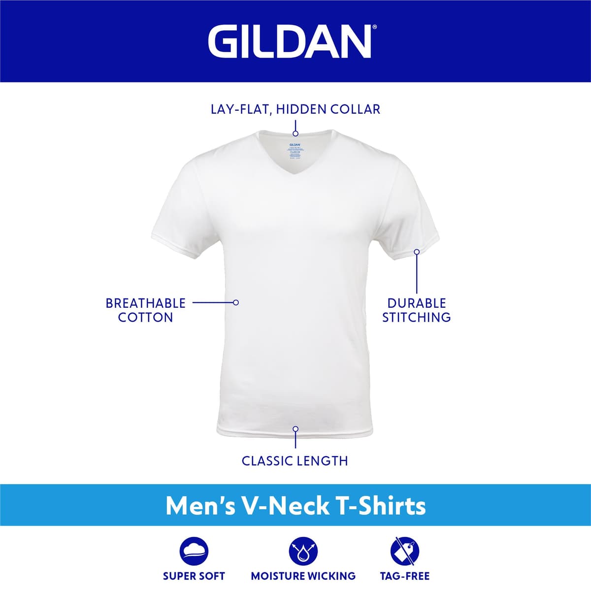 Gildan Men's V-Neck T-Shirts, Multipack, Style G1103 — view 3