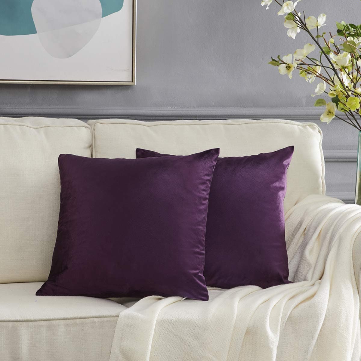 Gris Oscuro Terciopelo Almohada Cubre Caso Suave decoración Fundas de de cojín para sofá Dormitorio Coche Cama Casa Decor 30x50cm ，Pack de 2 — view 11