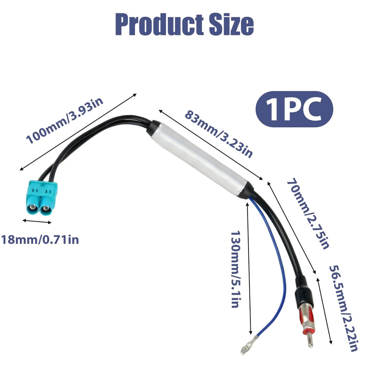 Adaptador Antena Doble Fakra Z a DIN para Coche Amplificador Antena de Señal Dual FakraZ a DIN con Phantomspeiseadapter Fakra Adaptador 2 a 1 Mejora Señal FM AM Compatible con VW Volkswagen Skoda Seat — view 5