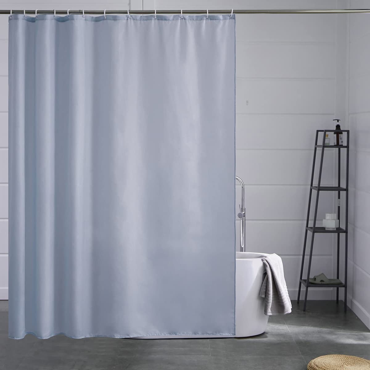 Furlinic Cortina Ducha 200x200cm Antimoho Impermeable Lavable Blanco Tela Poliéster Grandes Cortinas de Baño con 12 Aros de Cortina Ducha. — view 111