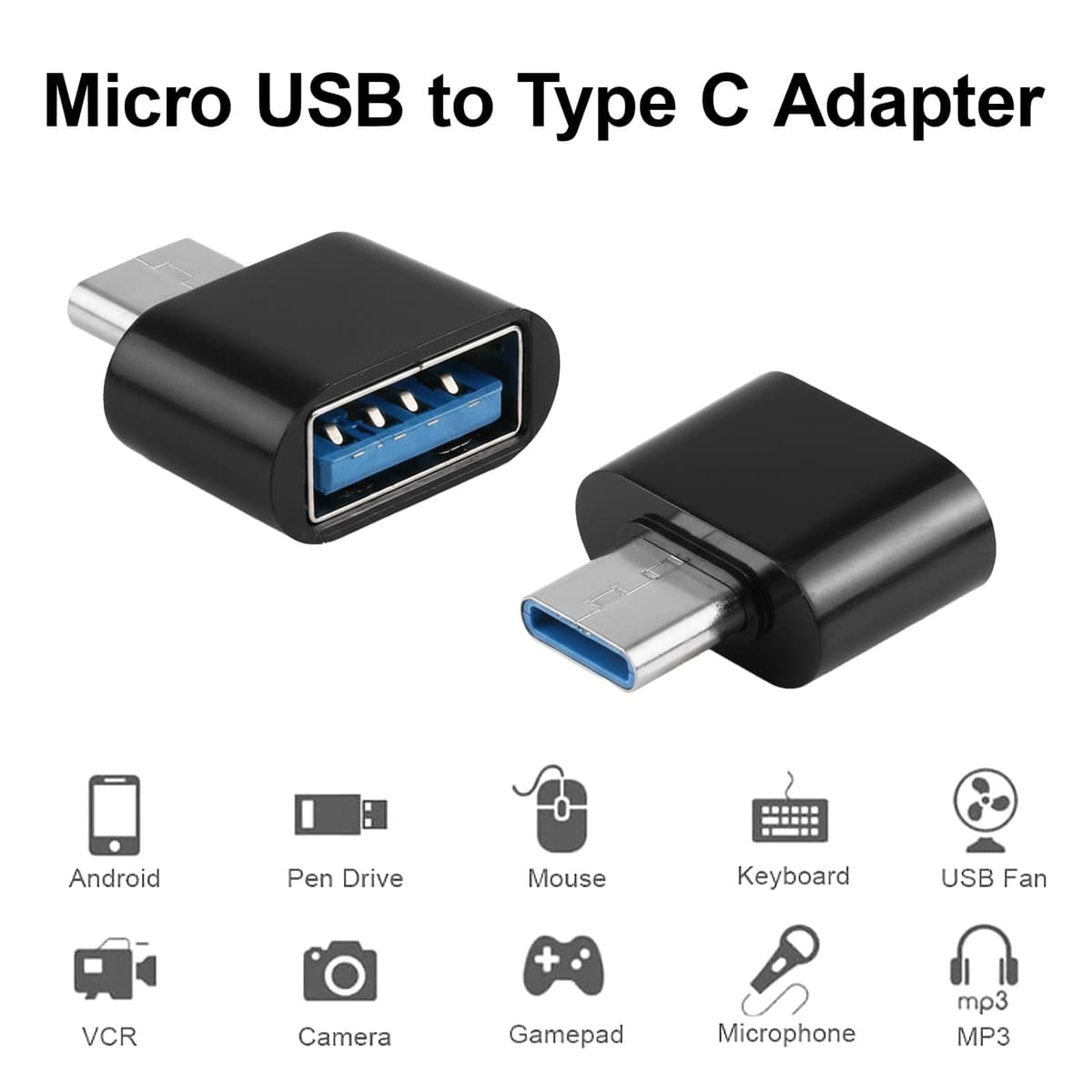 2 pcs USB-C to USB Adapter, USB Type-C Male to USB-A Female OTG Adapter Compatible with MacBook Pro, iPhone 15 Pro Max, Samsung Galaxy, iPad, Dell XPS, and More,Black — view 5