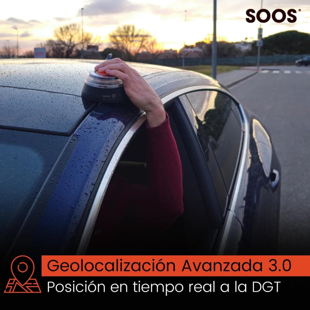 SOOS Baliza v16 Homologada DGT con Geolocalizador, con Datos Pagados hasta 2038, Luz Emergencia Coche Homologado dgt, Luz v16 Conectada con Geolocalización 3.0, IDIADA PC23110238 - Obligatoria en 2026 — view 4
