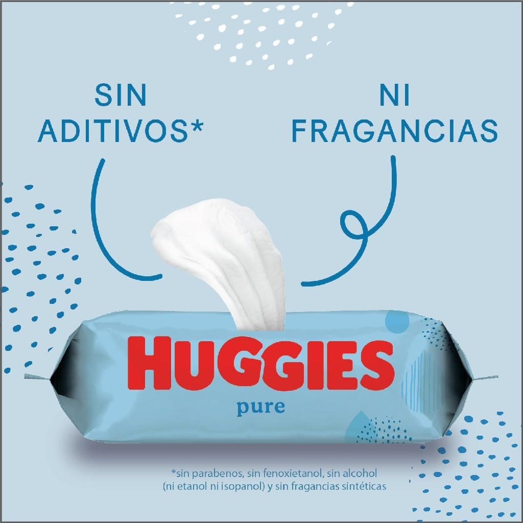Huggies Pure Toallitas para Bebé, 99% Agua Pura, 12 Packs de 56, Total 672 Toallitas — view 5