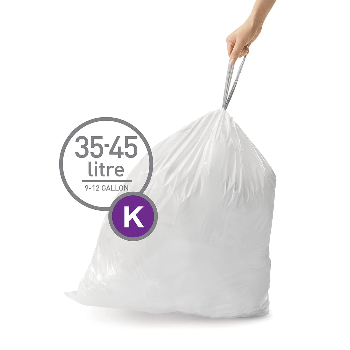simplehuman CW0258 3 x paquete de 20 bolsas de basura a medida (60 bolsas), código H, plástico blanco — view 95