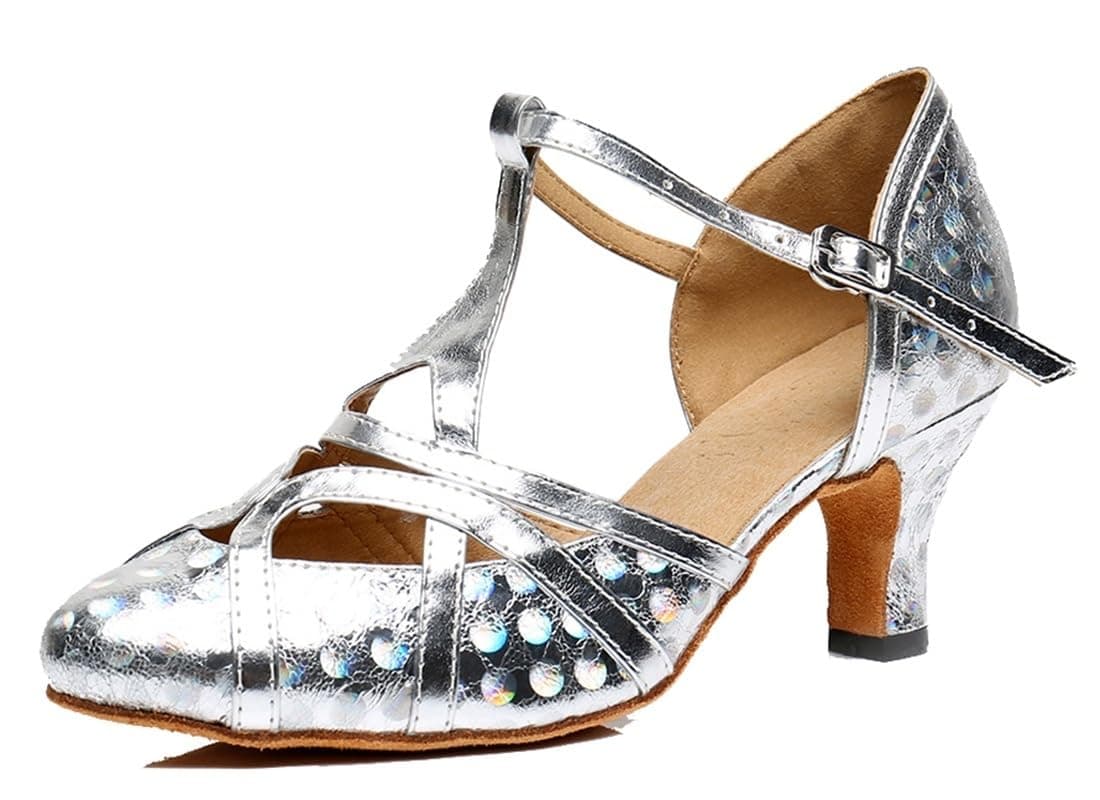 MGM-Joymod T-Starp - Zapatos de baile latino sintéticos con purpurina para mujer, para bodas, bailes de baile latino — view 33