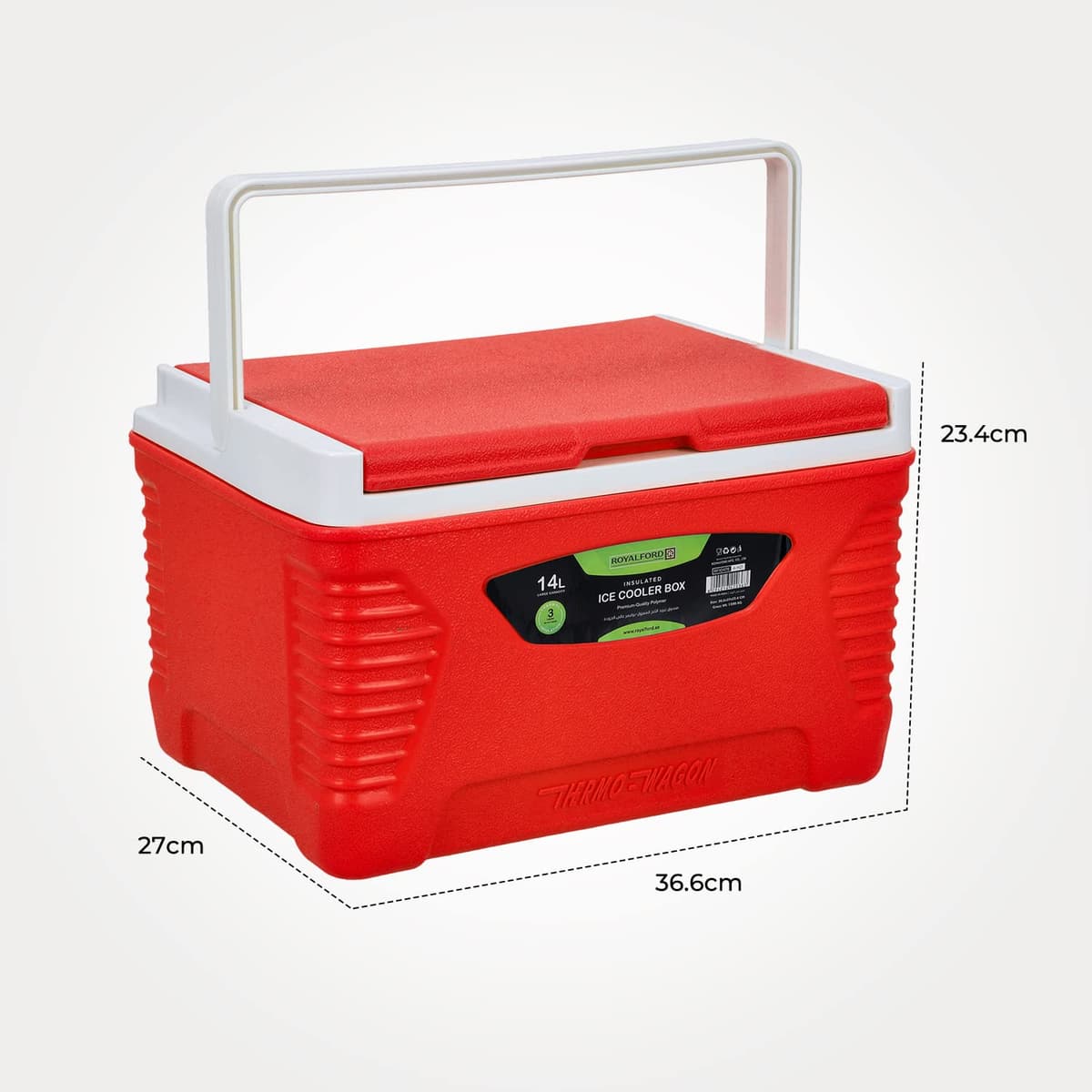 Royalford Insulated Cooler Box - Hot/Cold Freezer Box with Integrated Lock Lid and Carry Handle - Ideal for Beach and Picnic — view 7