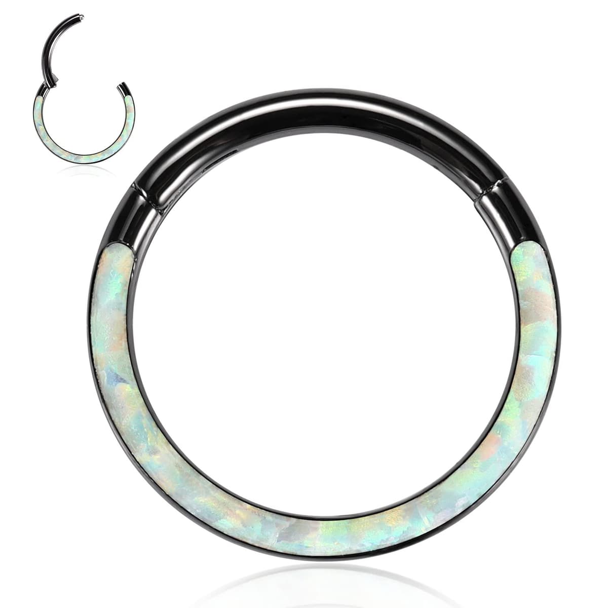 hengkaixuan CZ Opal Septum Jewellery Daith Ring Conch Hoop Seamless Clicker Ring Surgical Steel Rook Tragus Conch Piercing Jewellery Small Hoop Earring Nose Hoop Ring — view 23