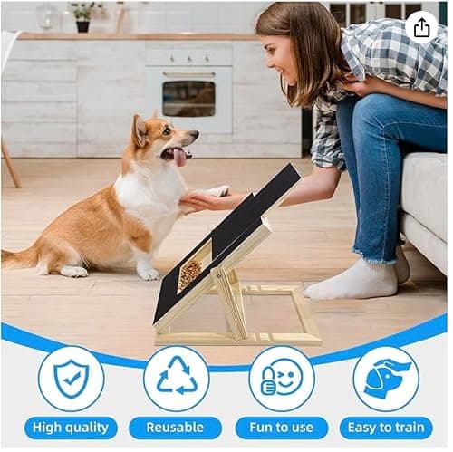 Dog Nail Scratch Board - with Treat Draw- Dog Scratch Pad for Nails – Durable Wooden Nail Filing Board with Treat Drawer (All Breeds, Adjustable) — view 2