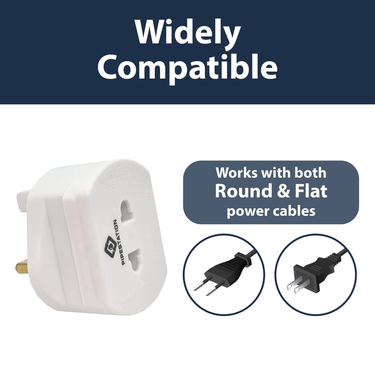 Pipestation Toothbrush and Shaver Adapter Plug UK | European to UK Toothbrush Adapter | European to United Kingdom Adaptor | Tooth-Brush Charger United Kingdom | 2-Pin to 3-Pin Shaver Plug Adaptor — view 5