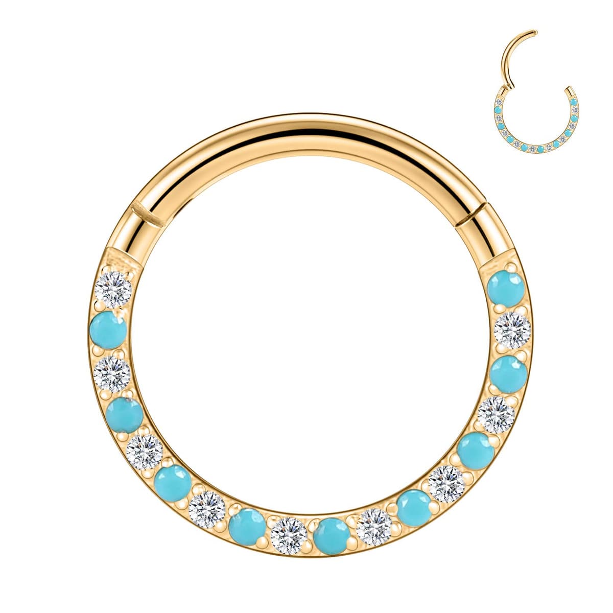 hengkaixuan CZ Opal Septum Jewellery Daith Ring Conch Hoop Seamless Clicker Ring Surgical Steel Rook Tragus Conch Piercing Jewellery Small Hoop Earring Nose Hoop Ring — view 23