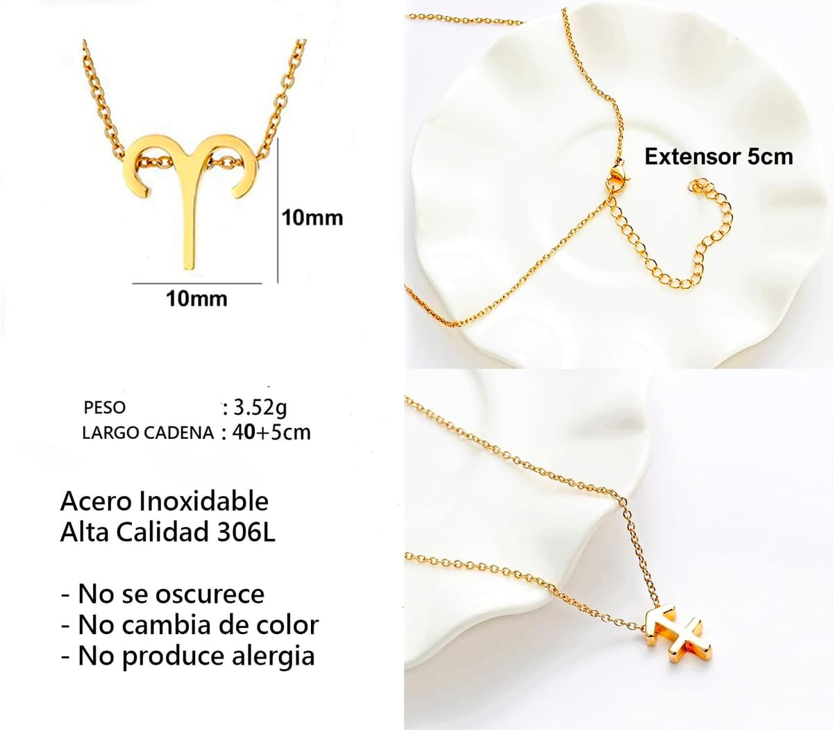 Collar Signo Zodiaco Acero Inoxidable hermosa Tarjeta Significado Signo Zodiacal Colgante Horóscopo Para mujer Regalo Cumpleaños — view 3