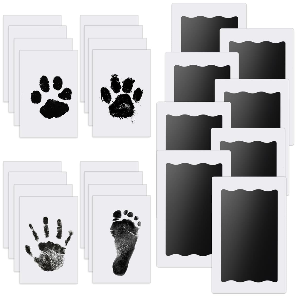 Nabance Baby Handprint and Footprint Kit, 3 Ink Pads with Clean-Touch, 6 Imprint Cards, Pet Paw Inkless Print, Safe Non-Toxic for Feet and Hands, Family Keepsake - Black — view 8