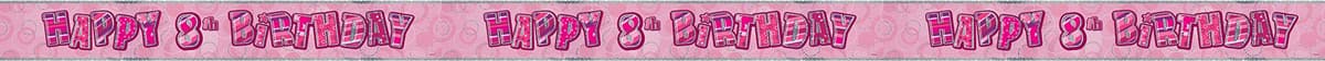 Unique Party 92068 - 9ft Foil Glitz Pink Happy 80th Birthday Banner — view 151