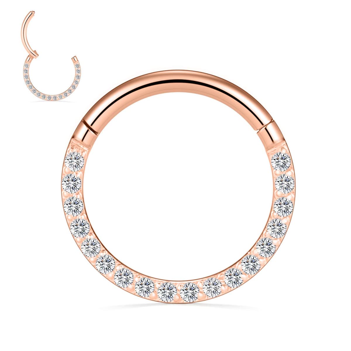 hengkaixuan CZ Opal Septum Jewellery Daith Ring Conch Hoop Seamless Clicker Ring Surgical Steel Rook Tragus Conch Piercing Jewellery Small Hoop Earring Nose Hoop Ring — view 36