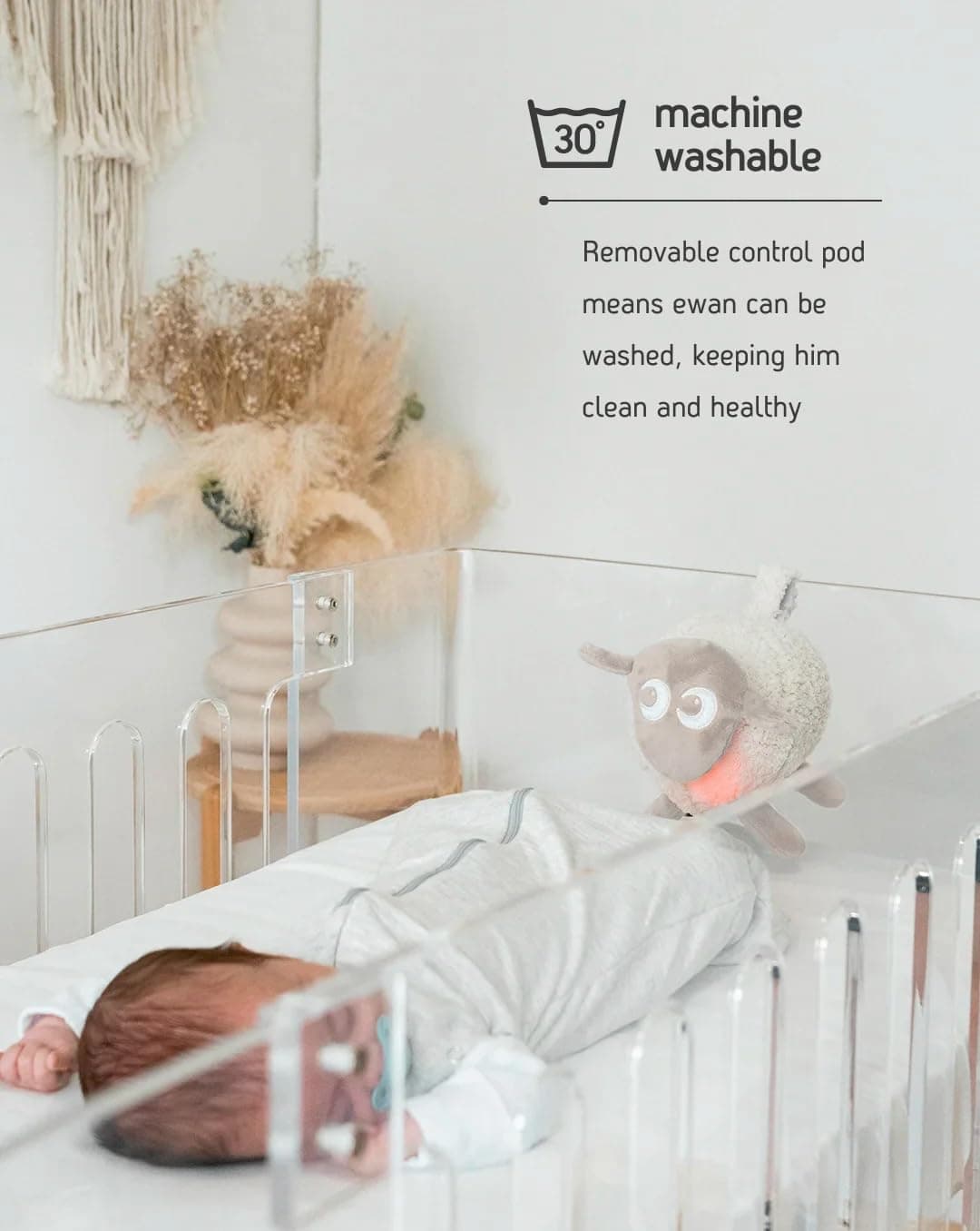 Sweet Dreamers, Rechargeable Ewan Deluxe, Beige | Baby & Infant Sleep Aid Gift | Cry Sensor & Nightlight | 10 Soothing White & Pink Noise Sounds | Continuous or Timer Playback | Machine Washable — view 5