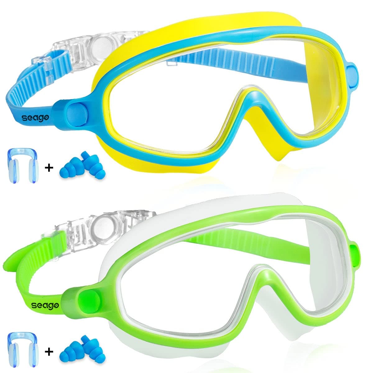 Seago Swim Goggles 2 Pack Anti-Fog Anti-UV Wide View Swimming Goggles for Kids 3-14 — view 7