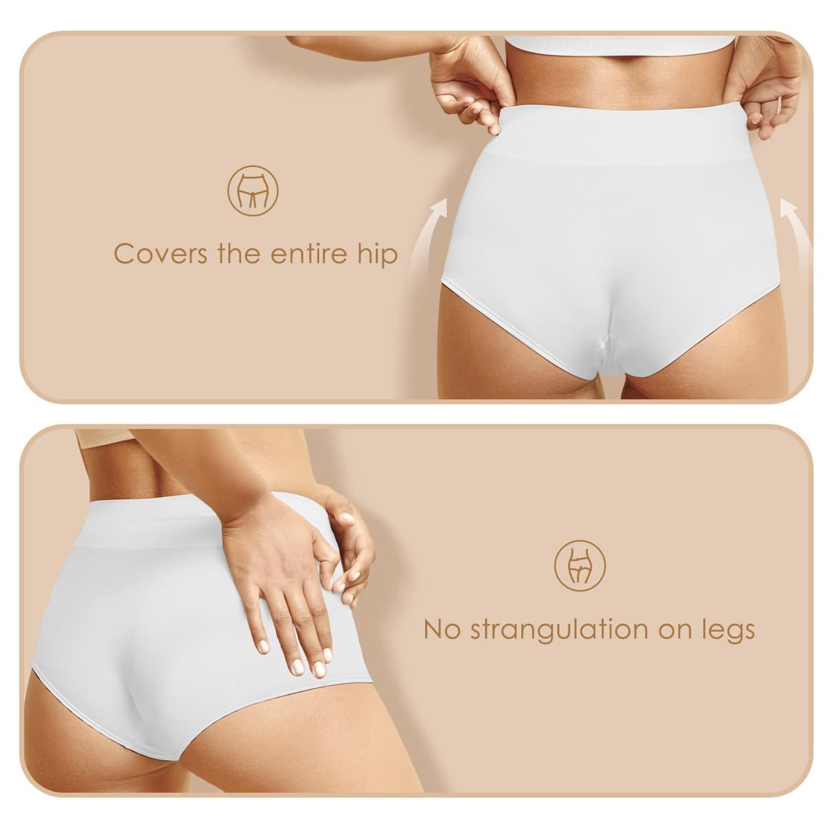 YouShow Women's Knickers High Waist Cotton Underwear for Women Ladies Full Briefs Pant Multiple Colors and Sizes 5 Pack — view 2