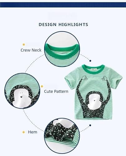 Winzik Boys Shirt Toddler Shirts Kids Boys’ Short Sleeve 3-Pack Crewneck Animal T-Shirt Summer Clothes 18M-8Y(4-5T, Monkey Dinosaur Crocodile) — view 4